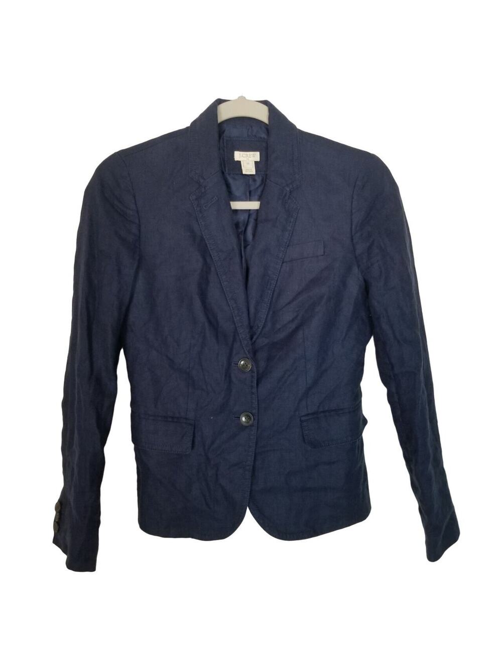 J. Crew Womens Linen Schoolboy Blazer 00 Career Corp Office Siren Corporate Chic